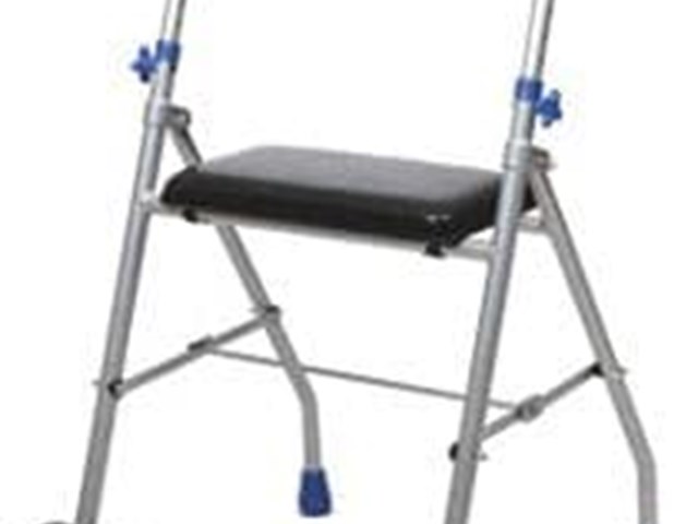 Andador de aluminio con asiento acolchado y ruedas