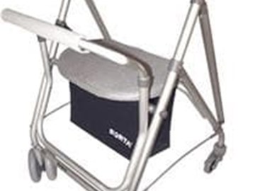 Andador de aluminio con ruedas y asiento "Kanguro"